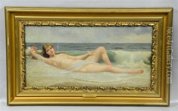 Nude On Beach Oil Painting - Vincent G. Stiepevich