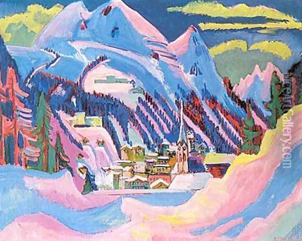 Davos in Winter Oil Painting - Ernst Ludwig Kirchner