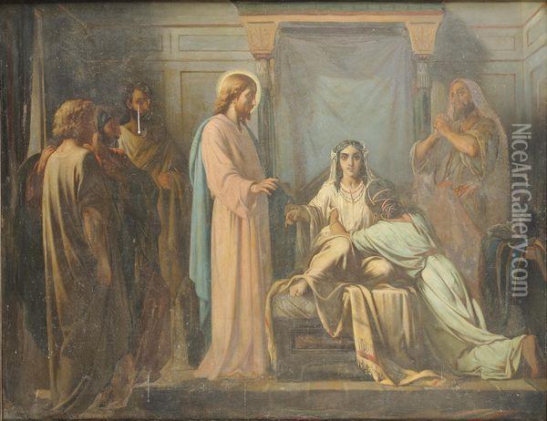 La Resurrection De La Fille De Jaire Oil Painting - Charles Camille Chazal