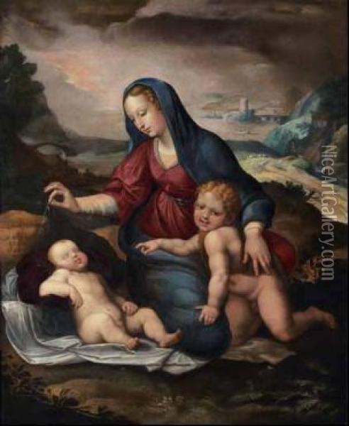 Madonna Con Il Bambino E San Giovannino Oil Painting - Giovanni Di Lorenzo Larciani