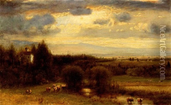 Midsummer, Hudson Valley Oil Painting - George Inness