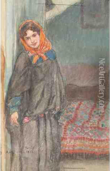 Jeune Femme De Tunis Oil Painting - Alexis Louis De Broca
