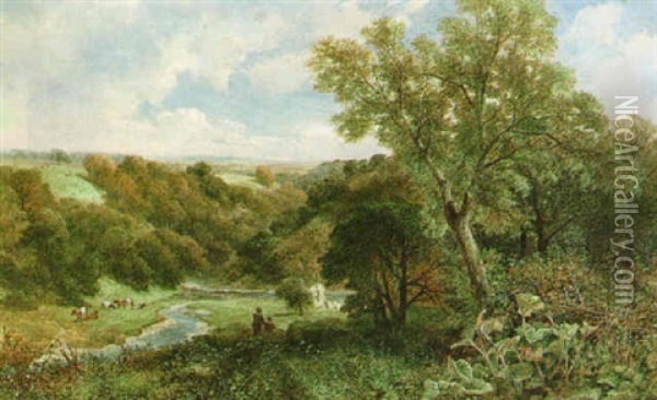 Brignall Banks, Greta River Oil Painting - James Peel