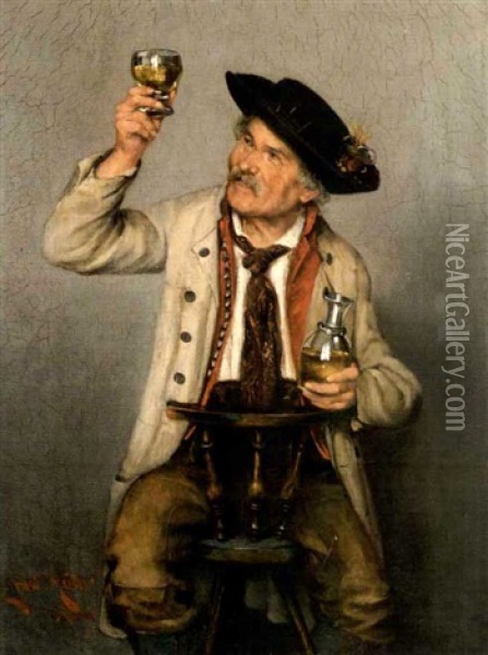 Ein Guter Tropfen Oil Painting - Ernst Immanuel Mueller