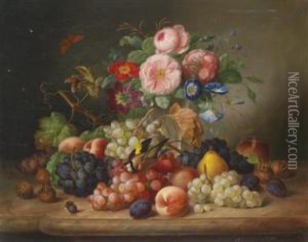 Still Life With Flowers Oil Painting - Georg Seitz