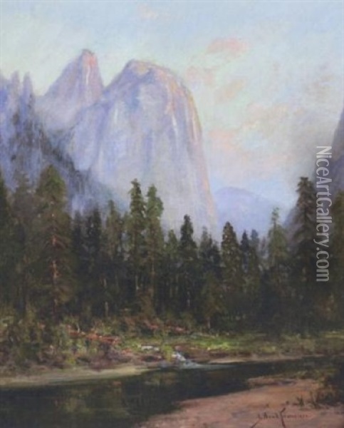 Cathedral Rocks, Yosemite Oil Painting - John Bond Francisco