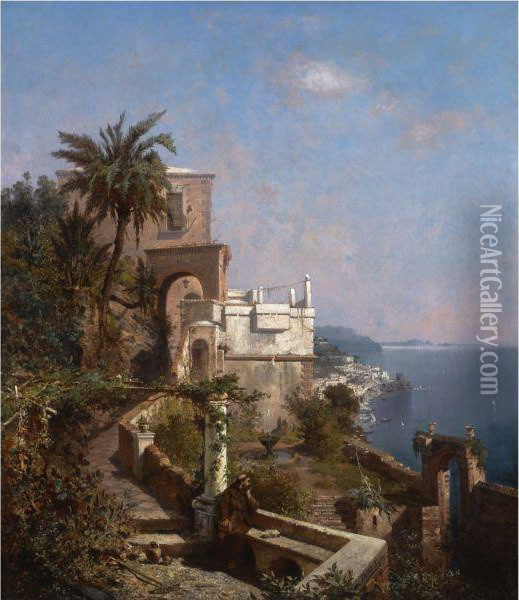 An Der Amalfikuste (the Amalfi Coast) Oil Painting - Franz Richard Unterberger