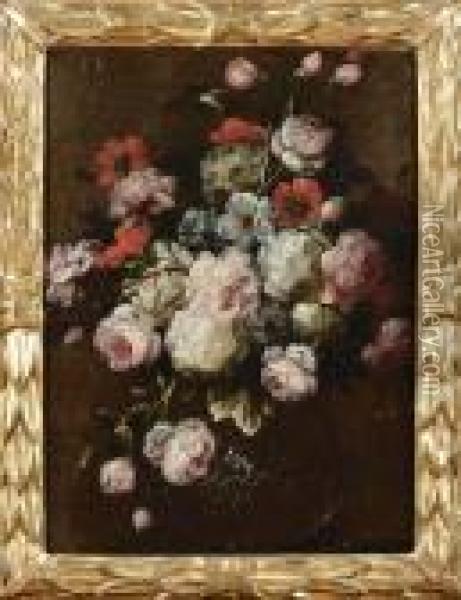 Grande Mazzo Di Fiori In Vaso Oil Painting - Jean-Baptiste Monnoyer