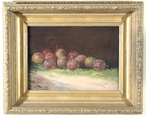 Still Life Of Grapes On Green Grass Oil Painting - Charles Craig