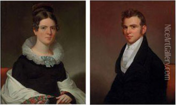 A Pair Of Portraits Of Margaret Hager Hoff And John George Hoff,jr. Oil Painting - Jacob Eichholtz