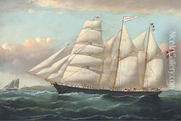 A pilot cutter running out to meet the Danish barquentine Mota Hermanos Oil Painting - William H. Yorke