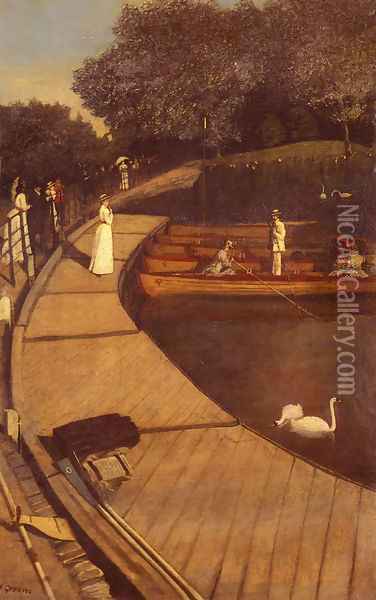 The Boating Pond, Battersea Park Oil Painting - Walter Greaves