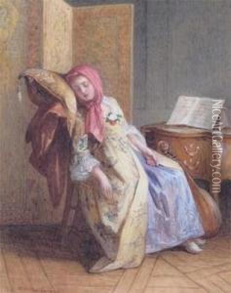 A Rest After Practice Oil Painting - William Harris Weatherhead