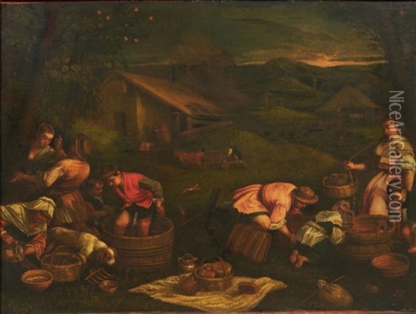 Les Vendanges Ou L'automne Oil Painting - Francesco Bassano