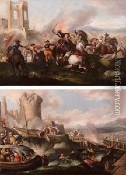 Battaglia Nei Pressi Di Una Fortificazione Oil Painting - Antonio Calza