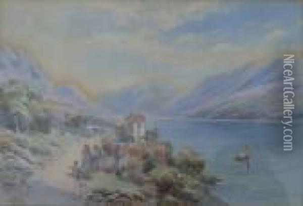 On The Lake Of Idro Oil Painting - Charles Rowbotham