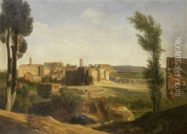 A View Of The Forum, Rome Oil Painting - Jean Charles Joseph Remond