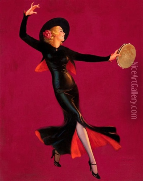 Tambourine Dancer Oil Painting - Edward Mason Eggleston