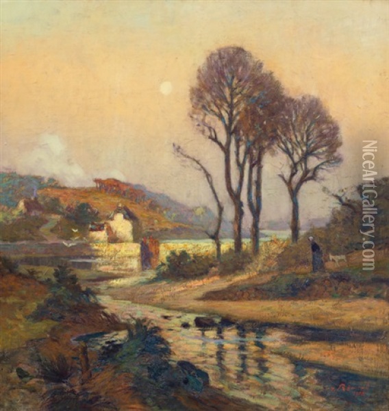 Herbstliche Flusslandschaft Oil Painting - Jean Remond