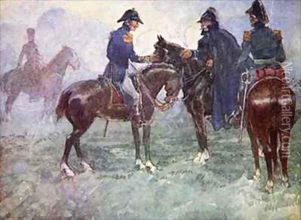 Not till after the battle did Blucher and Wellington meet Oil Painting - A.S. Forrest