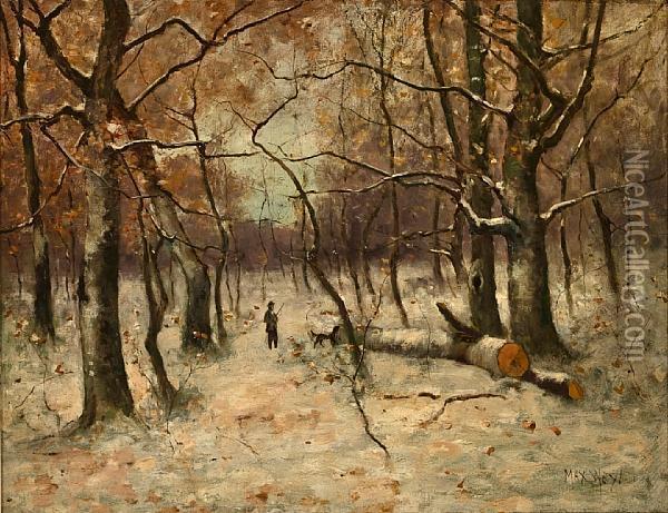 Hunter In The Forest Oil Painting - Max Weyl