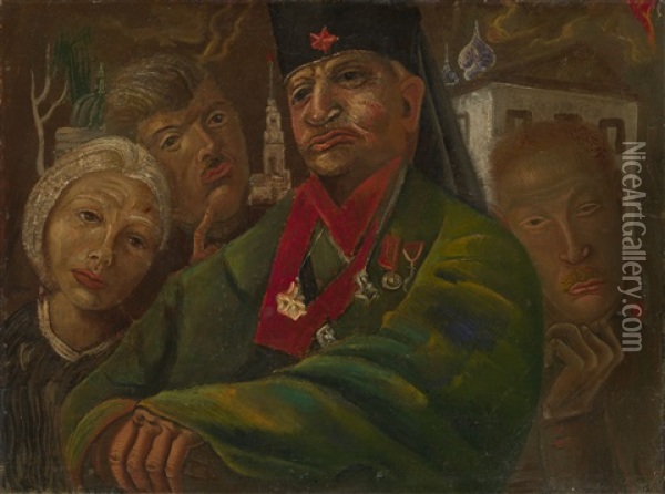 Red Army General Oil Painting - Boris Dmitrievich Grigoriev