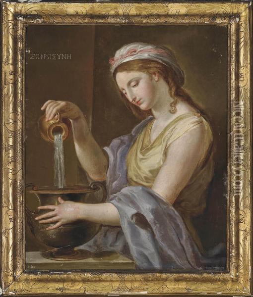 A Sibyl Oil Painting - Eustache Le Sueur