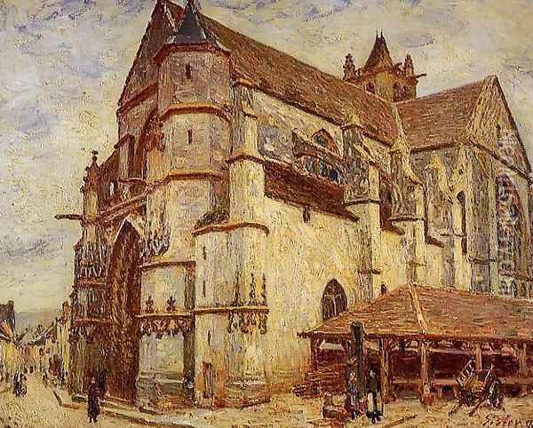 The Church at Moret, Icy Weather Oil Painting - Alfred Sisley