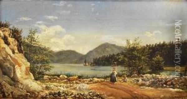 Fra Den Norske Kyst 1890 Oil Painting - Haakon Jensen Kaulum