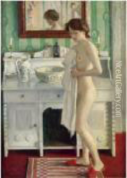 Morgentoilette (morning Toilette) Oil Painting - Paul-Gustave Fischer