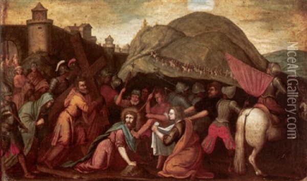 The Road To Calvalry Oil Painting - Giovanni Battista Rovedata