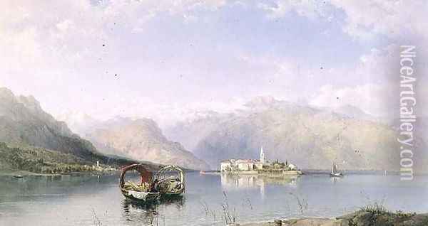 Isola Pescatori from Isola Bella on Lake Maggiore Oil Painting - George Edwards Hering