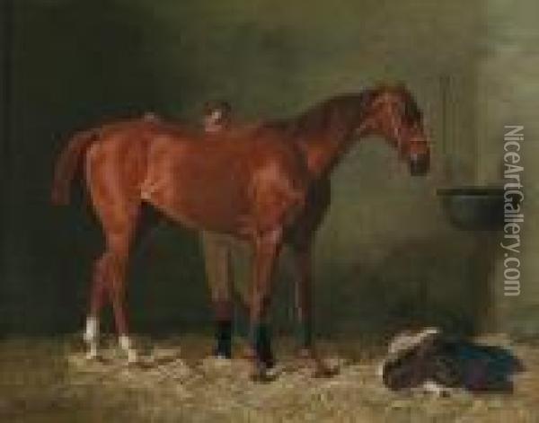 In The Stable Oil Painting - Emil Volkers