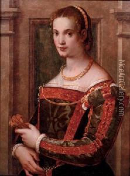 Portrait Of A Lady Oil Painting - Michele di Ridolfo del Ghirlandaio (see Tosini)