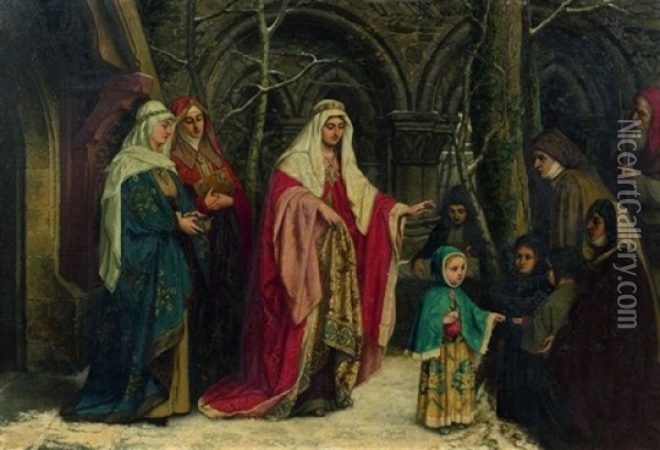 L'enfance De Sainte Elisabeth De Hongrie Oil Painting - Albrecht (Albert) Frans Lieven Vriendt