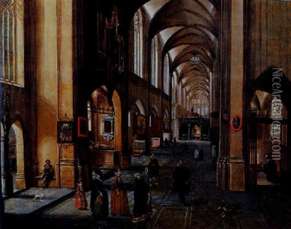 Interieur D'eglise Oil Painting - Abel Grimmer