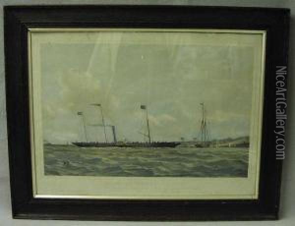 The Royal Mail Packet Boat 'her Majesty' Off Ryde Oil Painting - Thomas Goldsworth Dutton