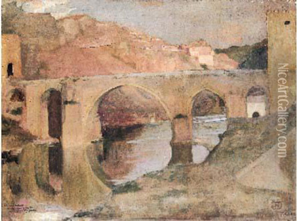 Espagne, Vue Du Pont De Tolede Oil Painting - John Humphreys Johnston