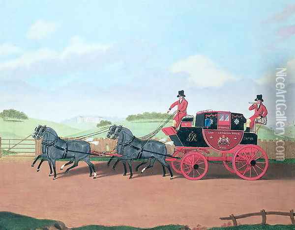 The Liverpool and London Royal Mail Coach, 1812 Oil Painting - Thomas Sidney Cooper
