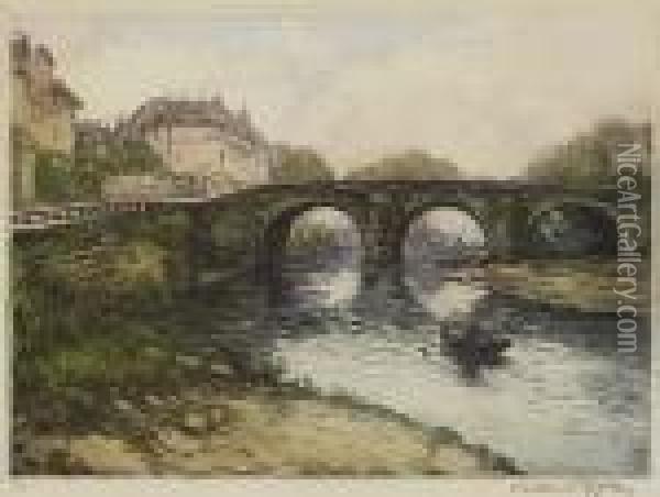 Ponte De L'isle Adam>. Oil Painting - Manuel Robbe