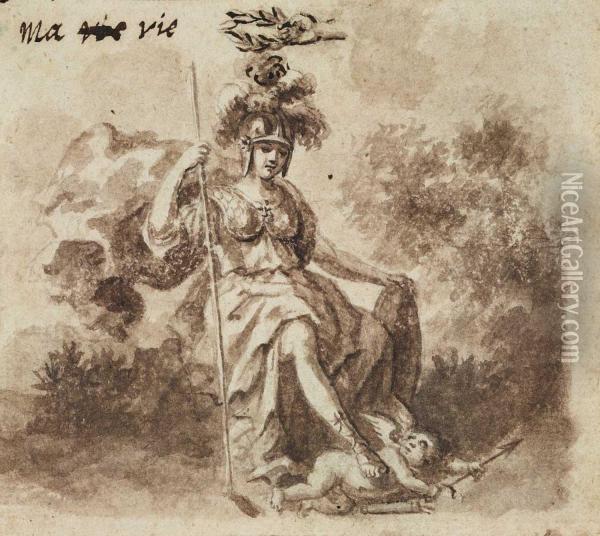 Hermes Erhalt Denschlangenstab Die Grossmut Des Scipio Athene Besiegt Amor Oil Painting - Gerard de Lairesse