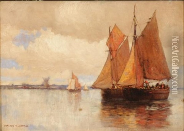 Sailboats At Sea Oil Painting - Carlton Theodore Chapman