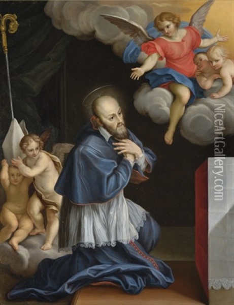 Saint Francis De Sales At Prayer Oil Painting - Carlo Maratta