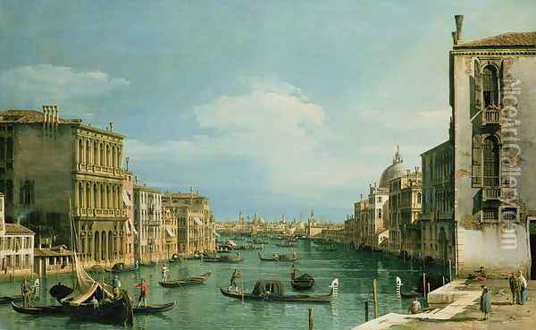The Grand Canal Venice looking East from the Campo di San Vio Oil Painting - (Giovanni Antonio Canal) Canaletto