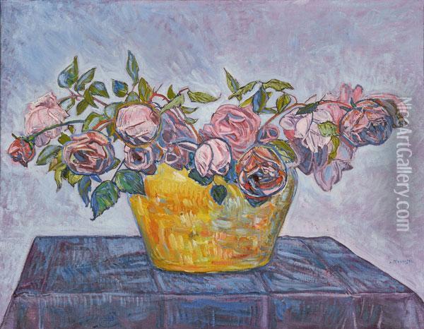 Stillleben Mit Rosen - Bouquet De Roses Oil Painting - Albert Trachsel