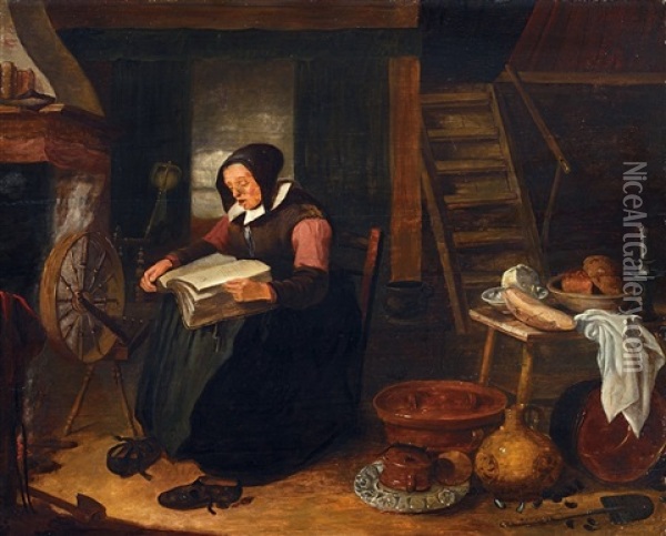 Interieur Mit Lesender Frau Oil Painting - Quiringh Gerritsz van Brekelenkam
