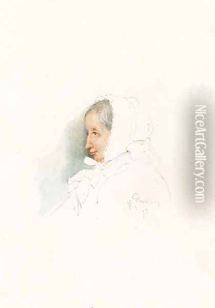 Portrait of an elderly Lady Oil Painting - Ilya Efimovich Efimovich Repin