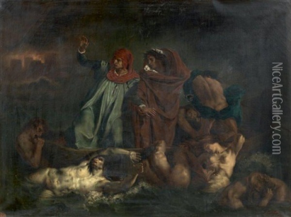 Virgile Et Dante Aux Enfers Oil Painting - Eugene Delacroix