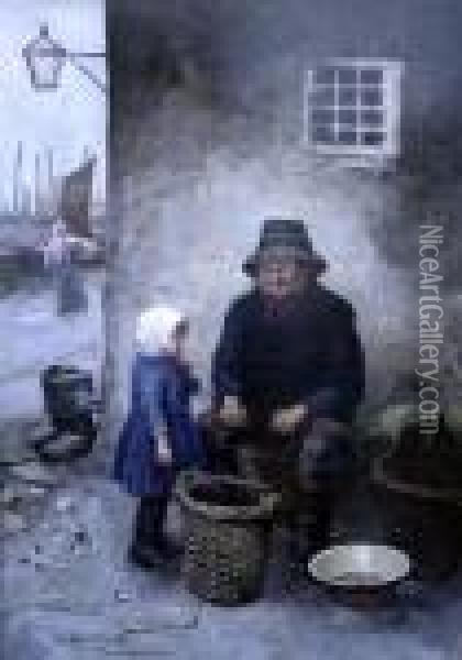Old Fisherman And A Child Oil Painting - Robert Gemmell Hutchison