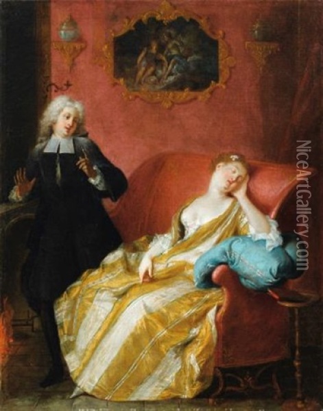 Une Jeune Femme Endormi Oil Painting - Jean-Baptiste Pater